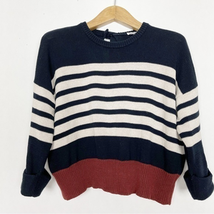 COTTON by AUTUMN‎ CASHMERE Crewneck Sweater 100% Cotton Ties in Back Small